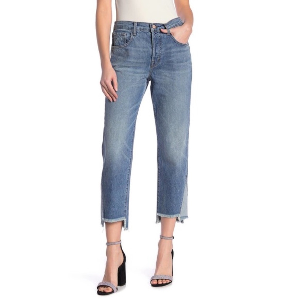 J. Brand Wynne High Rise Crop Jeans in‎ Hydra Frayed Step Hem Size 26 Boyfriend
